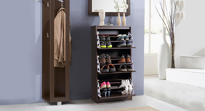 Portain Shoe Cabinet Simple (Dark Walnut)